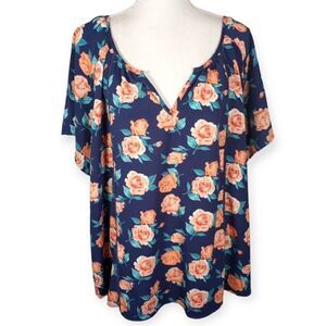 SIREN LILY NAVY & PINK FLORAL BLOUSE SZ.3X EUC